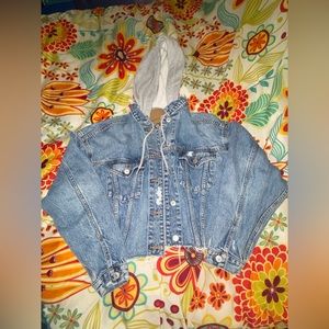 AE distressed denim jacket with hood